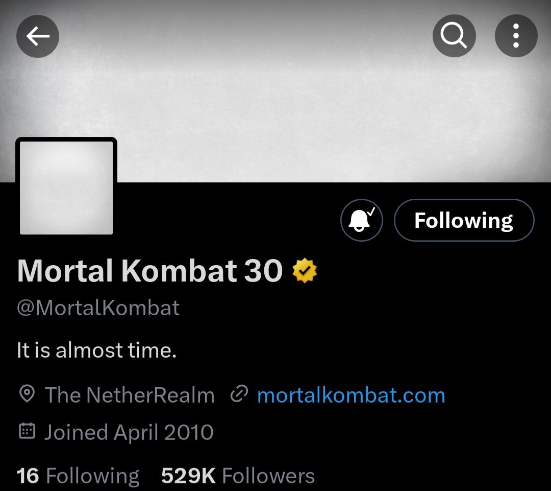 MortalKombatAK's tweet photo. #ItIsAlmostTime
The official @MortalKombat social media pages have reset. No logos, profile pics or banners. Just blank.
Is the slate wiped clean? ๐ค๐๐๐ป๐ฉธ
#MortalKombat #MK #WBGames #TestYourMight #KombatNetwork #MKArcadeKollection https://t.co/43SdW0ya3b