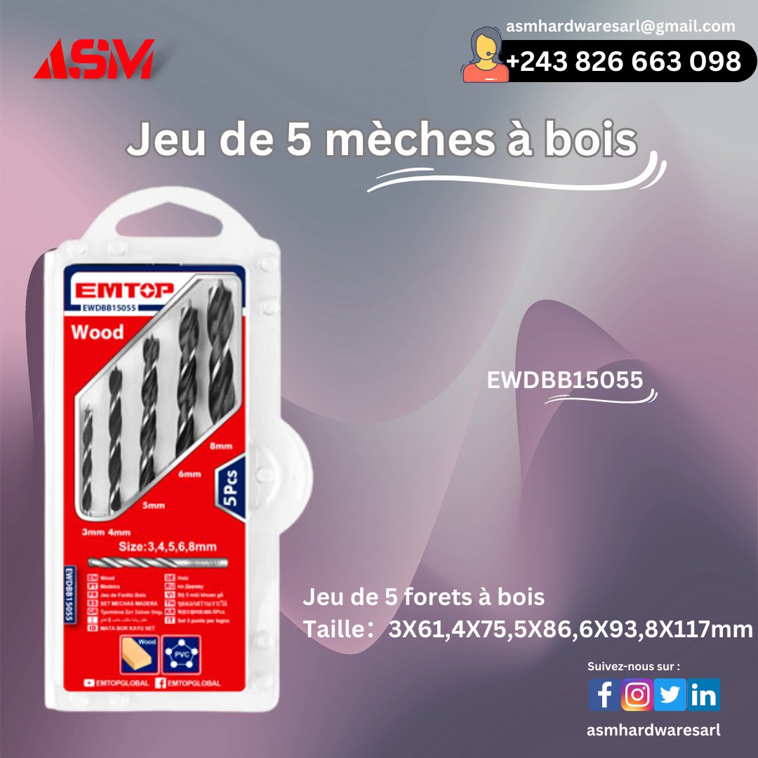 AsmHardwaresarl's tweet image. Pour terminer votre projet beaucoup plus rapidement et plus facilement, utilisez la puissance des outils électriques
#wooddrillbitset #wooddrillbitsset #drillbitsets #metalcuttingdisc #toolsforconstruction #constructiontools #ASM #asmhardwaresarl #nordkivu #nordkivu_goma