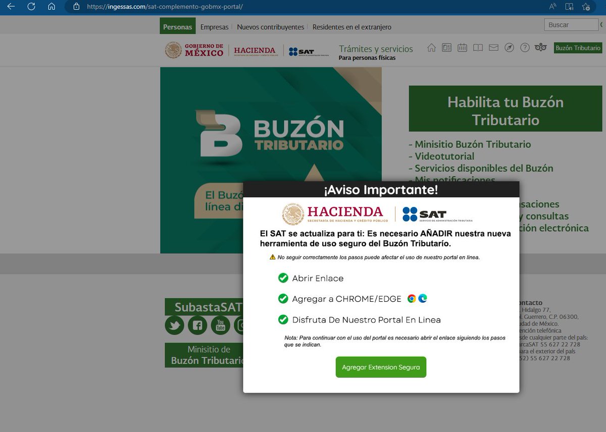 ajCarrilloH's tweet photo. @SATMX Hola, el portal del sat en el navegador @MSEdgeDev  me esta pidiendo instalar una extensión sat-extension, esto es oficial? https://t.co/qBfB1791gr