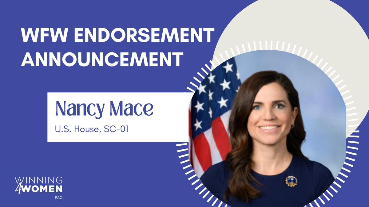 WinningForWomen's tweet image. #SC01 Congresswoman. Citadel grad. Mom.

We’re proud to support @NancyMace!

#LowcountryFirst #wfwaction