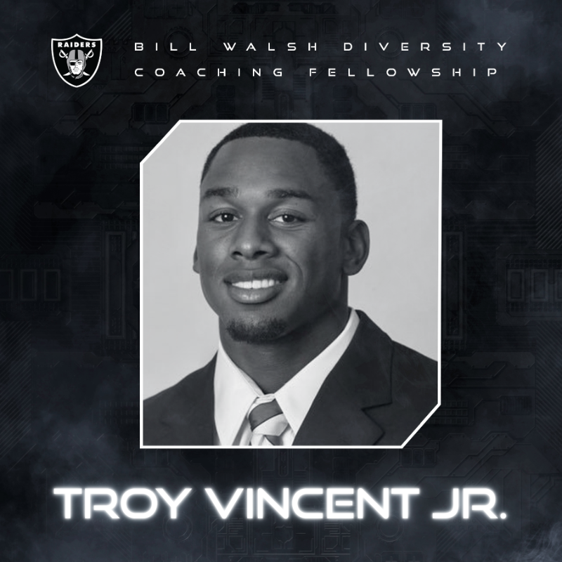 Raiders's tweet photo. We have announced four additions to the coaching staff as part of the NFL’s Bill Walsh Diversity Coaching Fellowship program 👏