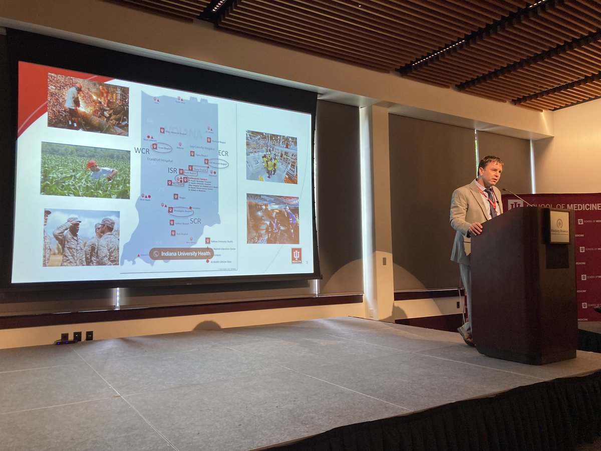 IUCVInstitute's tweet photo. Dr. Nathan Lambert, an interventional cardiologist with @IU_Health and @IUMedSchool, described IU Health's regional #STEMI care program in Indiana during the inaugural #KrannertBiennial, hosted by the CVI and @KrannertHeart. #HeartAttack https://t.co/GPSbbK6TQb