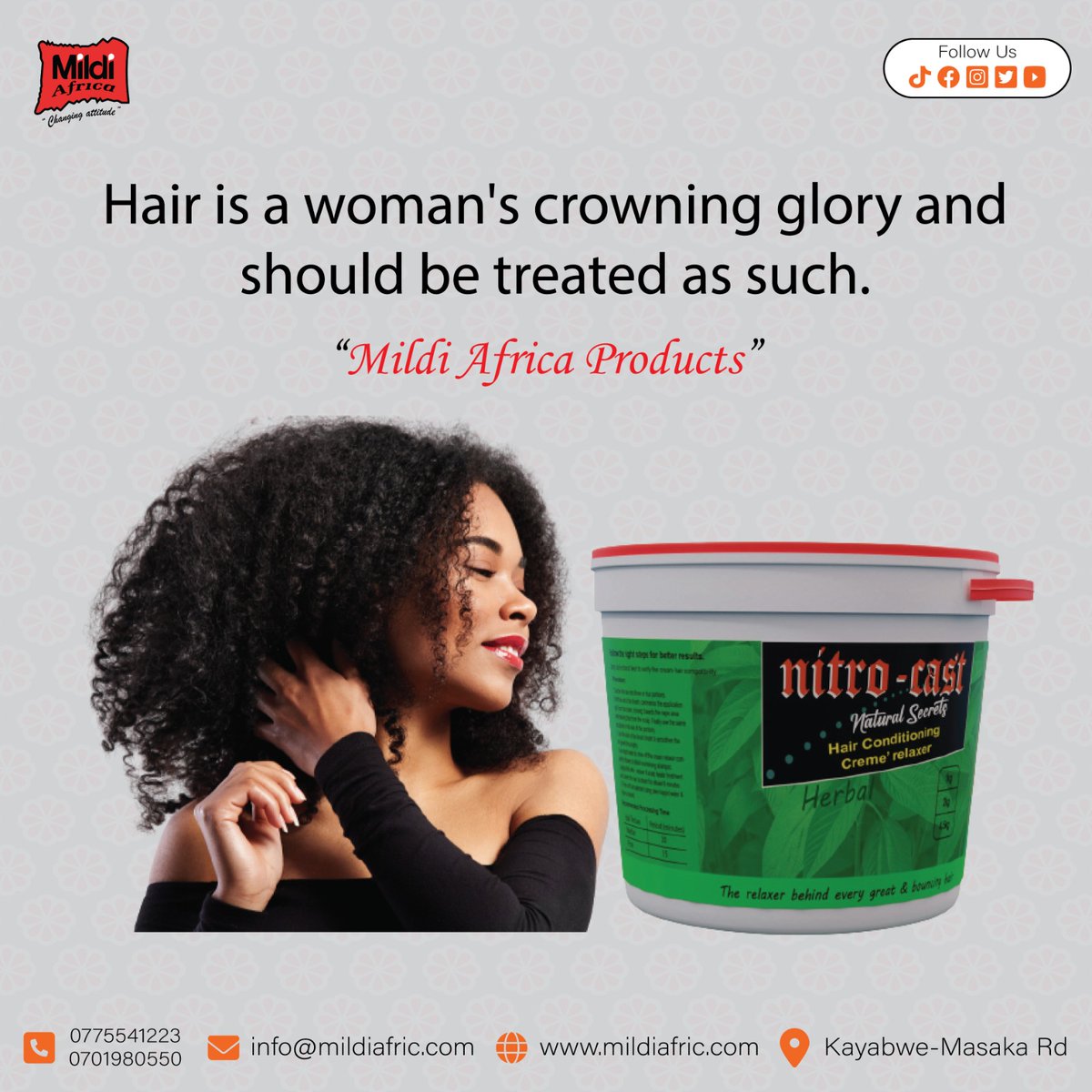 mildiafric's tweet photo. Crown yourself with fabulous hair.

#women #hair #hairdressing #naturalhair #mildiafrica #kayabwe #holidaymaker #ladies #uganda #beauty #skincare #kampala https://t.co/BQQdxzmgxs