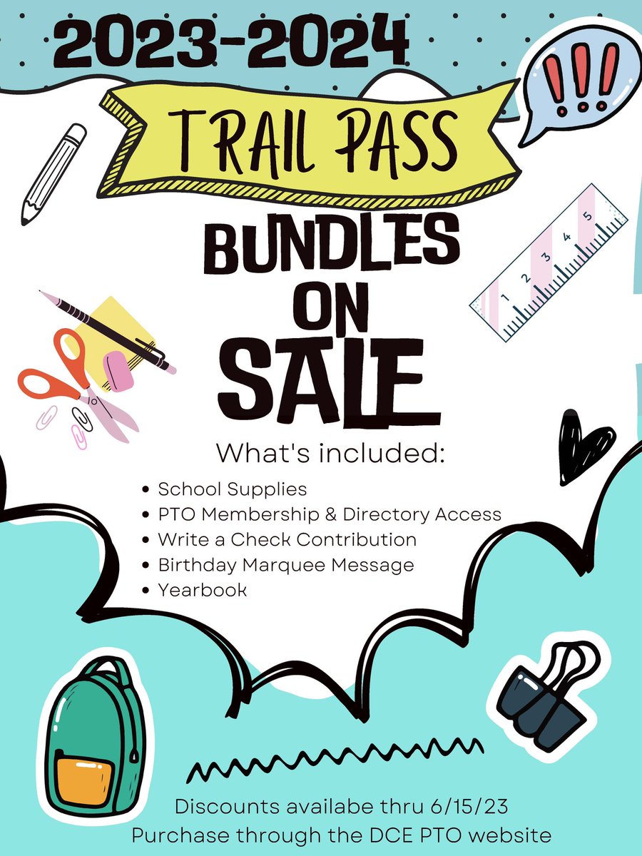 TrailPass on SALE!

Now through June 15th you can purchase your TrailPass and receive the discounted price! 

Purchase through the DCE PTO website!
