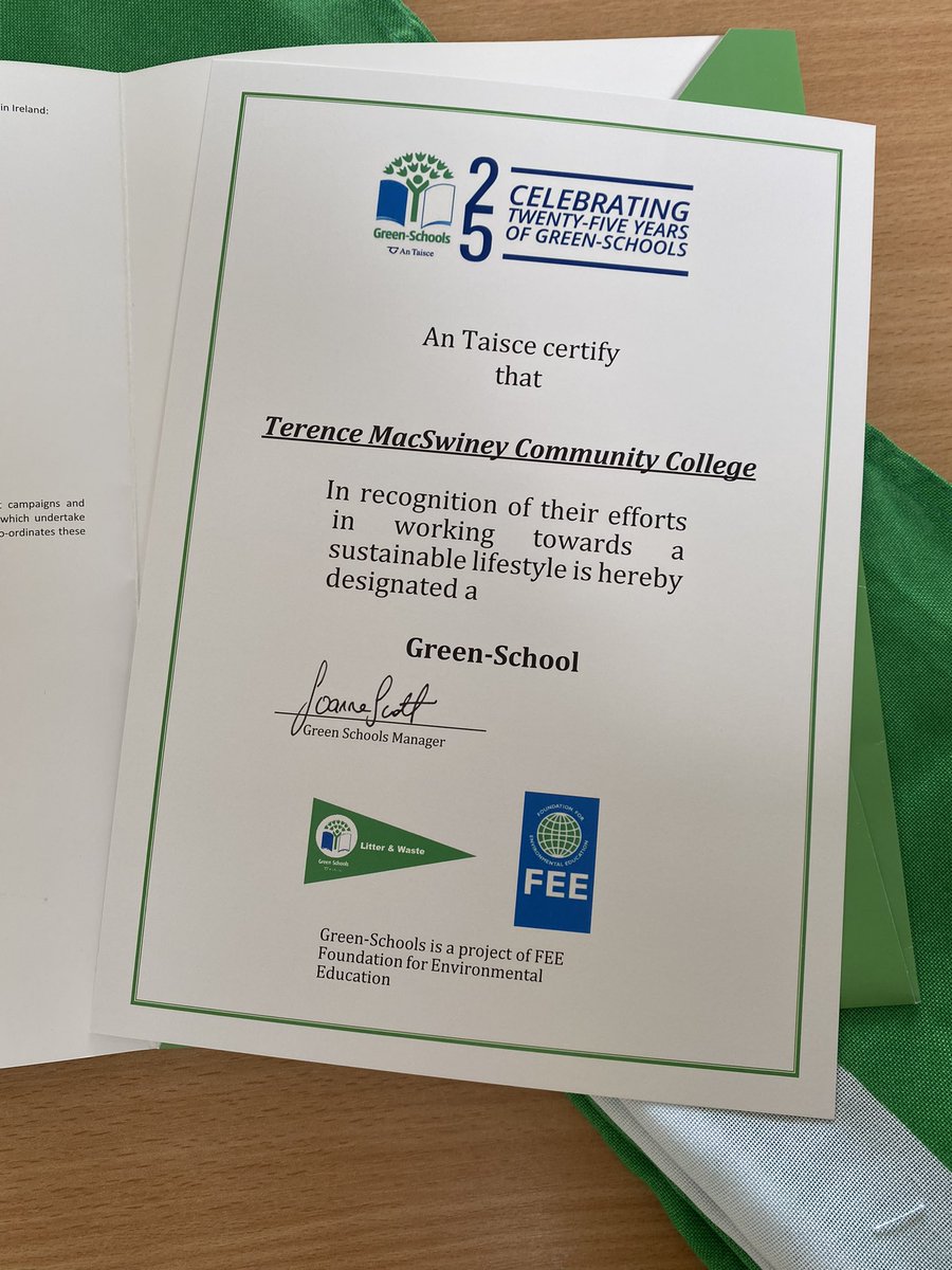 We have been officially awarded our First Green Flag for Litter and Waste. Aimee @gc_tms &amp; Julia represented our school and Aonad along with Jim, our caretaker &amp; Ms. Corbett. Thanks to Una Leader <a href="/corkcitycouncil/">Cork City Council</a> for all her support. <a href="/greenschoolsire/">Green-Schools</a> <a href="/AnTaisce/">An Taisce</a> <a href="/corketb/">CorkETB🇮🇪🇪🇺</a>