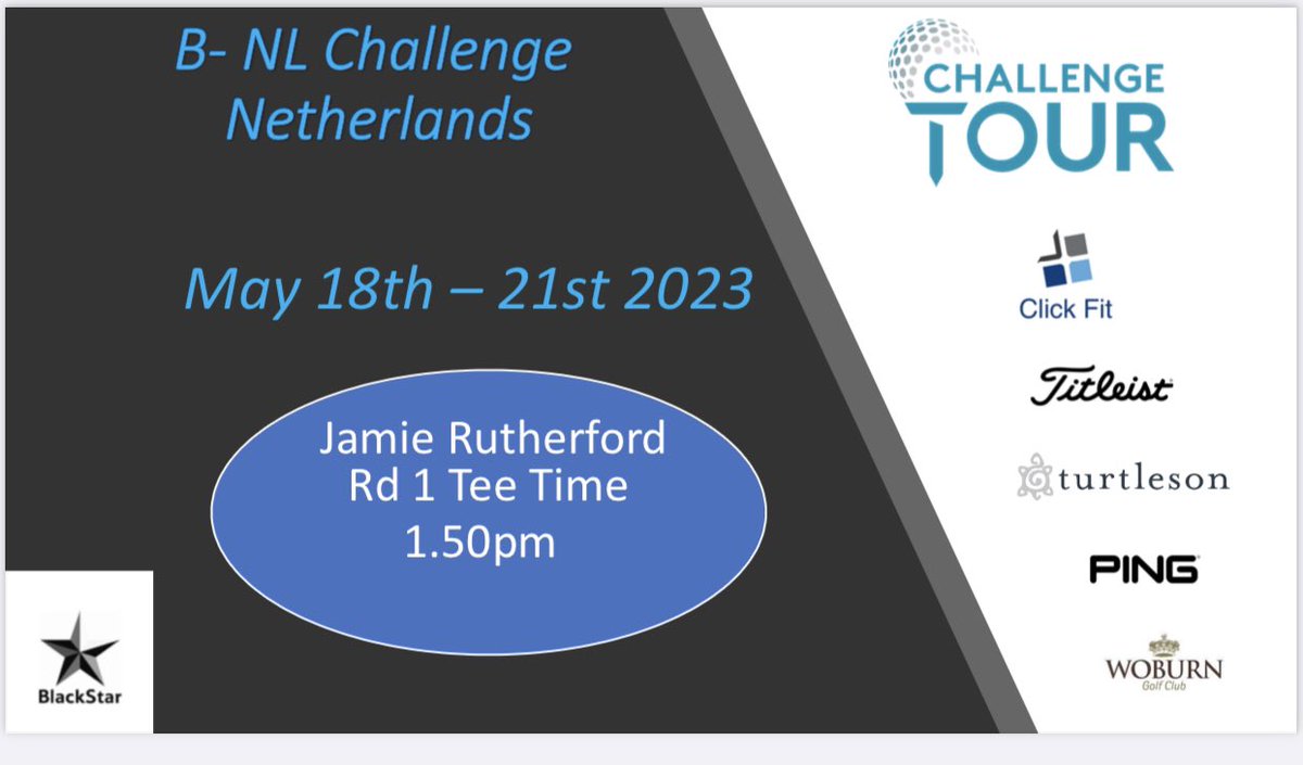 simongill66's tweet photo. Rd 1 tee time for @Rutherford_J at this week’s @Challenge_Tour @ClickFit_ @TurtlesonTour @PingTour https://t.co/jMtugv5pfc