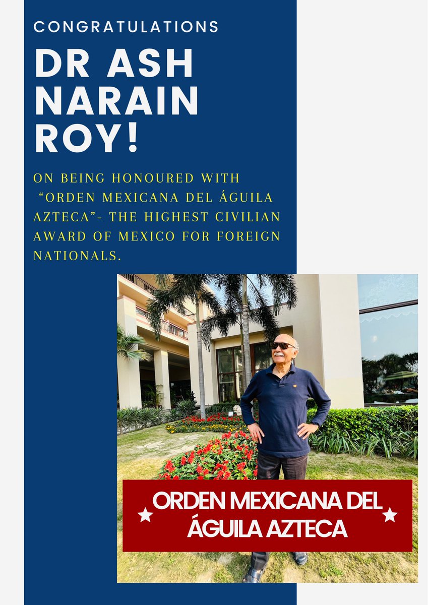 martiniiiiiii's tweet photo. Heartiest congratulations Daddy! 
@Ashnarainroy 
.
.
.
.
.
The “Orden Mexicana del Aguila Azteca” has been conferred to luminaries like Dr S Radhakrishnan, Amartya Sen, Nelson Mandela, Marshall Tito and several others!! 🇲🇽 https://t.co/vhkhJrspG7
