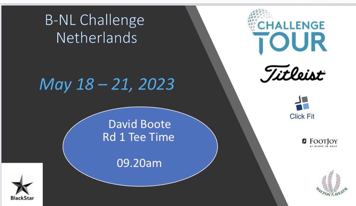 simongill66's tweet photo. Rd 1 tee time for @davidboote123 at this week’s @Challenge_Tour @TitleistEurope @ClickFit_ https://t.co/drIzTdOBLn
