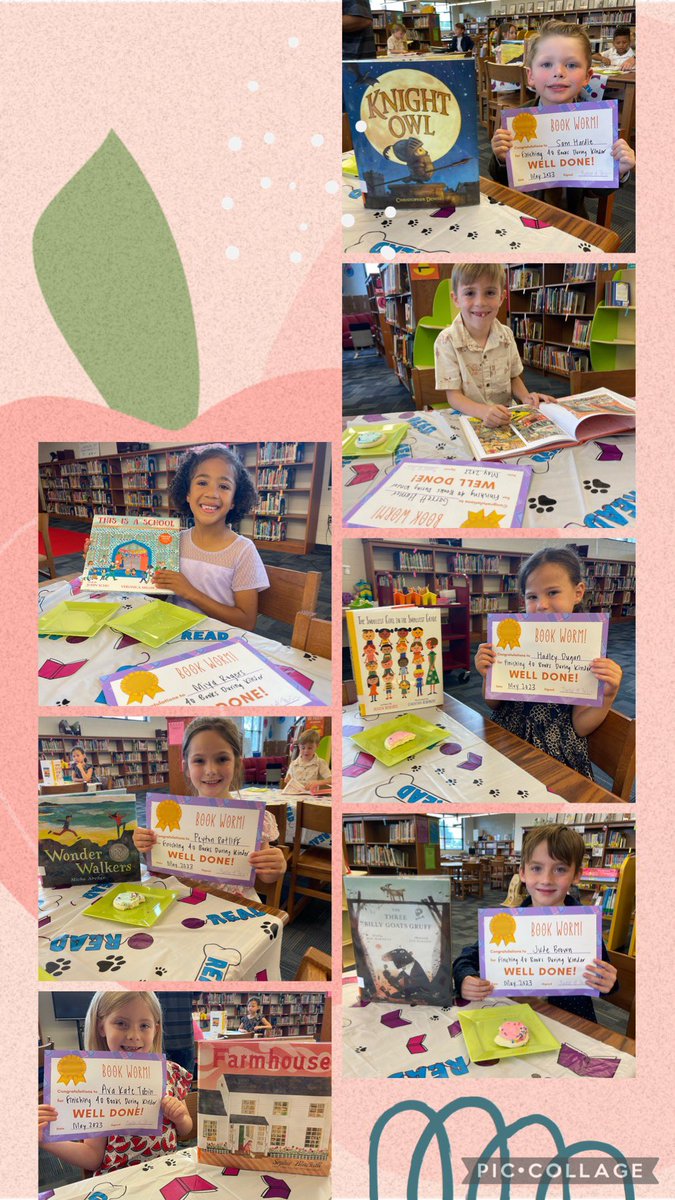 We celebrated our 40 Books During Kinder finishers today! @SmyrnaPrimary here’s a few of their smiles and books placed in the library in their honor. #huskiesinthelibrary #readersgonnaread