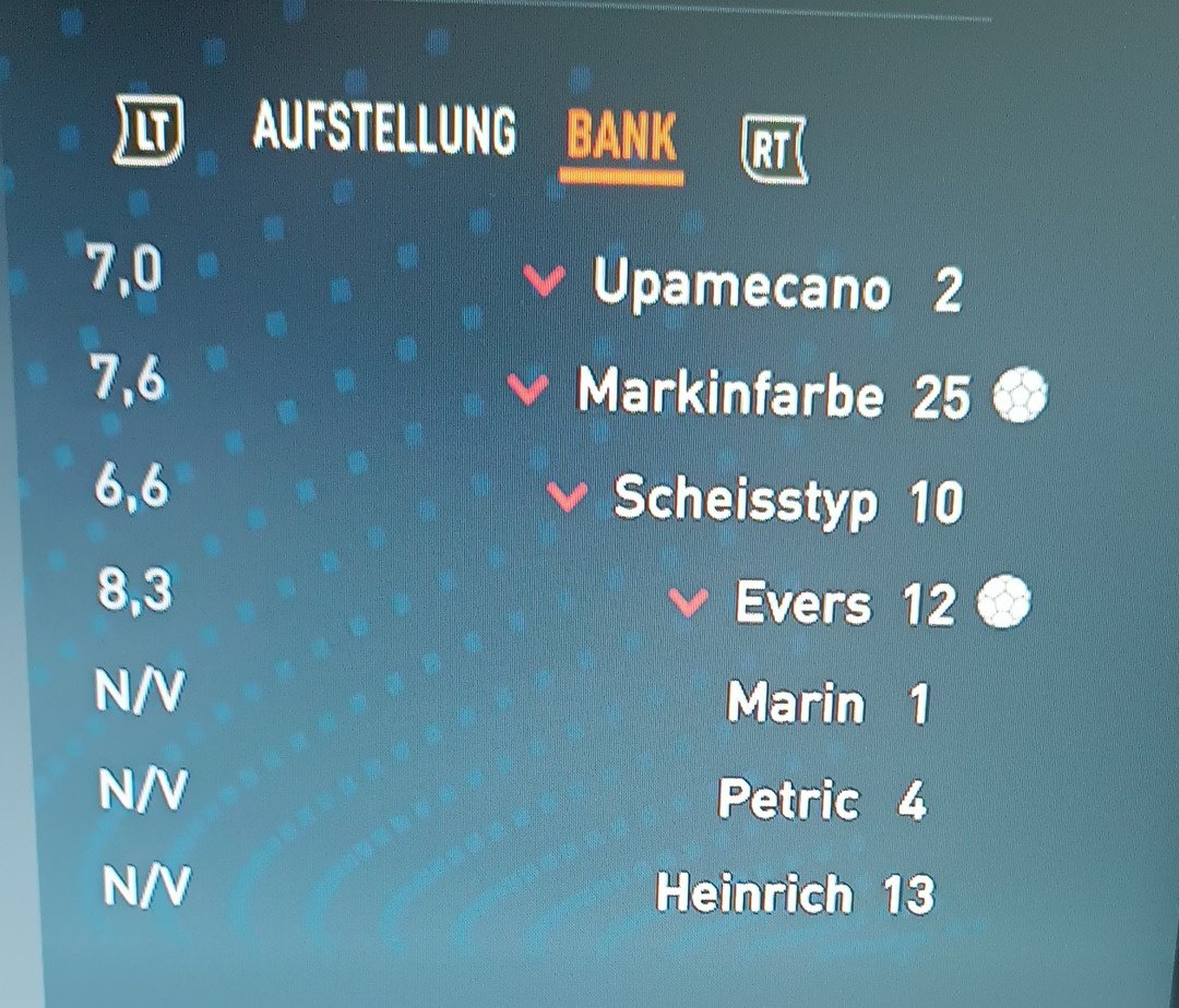 Wir gewinnen mit 2:1 gegen die Doncaster Rovers
Torschützen waren Mark Markinfarbe <a href="/mxrkinfarbe/">Mark 🏳️‍🌈 🤍❤️🦦 | Mola × MartinSchindlerSZN</a> und Jannick Evers <a href="/Jannick1887/">Jannick_1887 (KlassenerhaltSZN)</a>