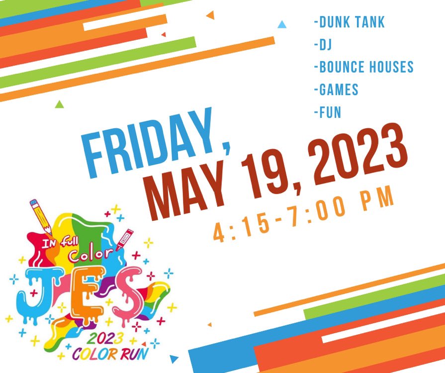 Join us this Friday for the Color Run! Not into running? Forgot to sign up? No problem! Stop by to enjoy the free community event 🤗

We need volunteers to make this a success! Sign up here: m.signupgenius.com/#!/showSignUp/…