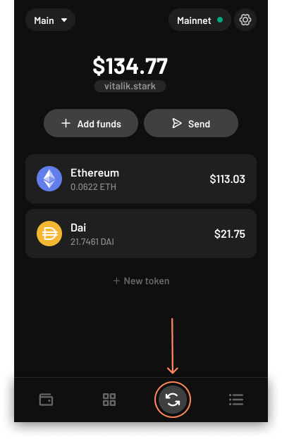 ready_co's tweet photo. You can use our built-in swap feature in your Argent X wallet, or perform one directly at https://t.co/EuX3vkgt7M https://t.co/rUSTC9MfoS