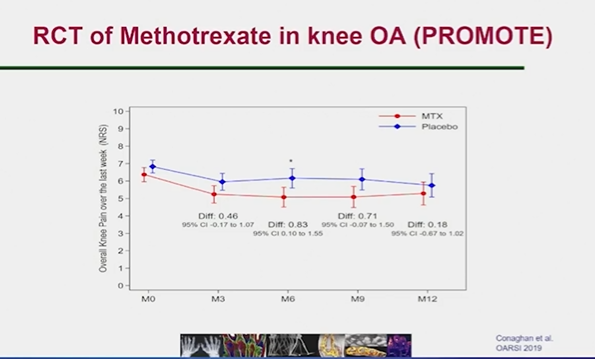 RheumNow's tweet photo. Conaghan shares unpublished data from PROMOTE study at #RNL2023
Early data shows MTX benefits pain in patients w/ OA, particularly more metabolically active. Looking forward to more data on this--
 https://t.co/Zfh7CbqvPi https://t.co/kIYKRFtUX2
