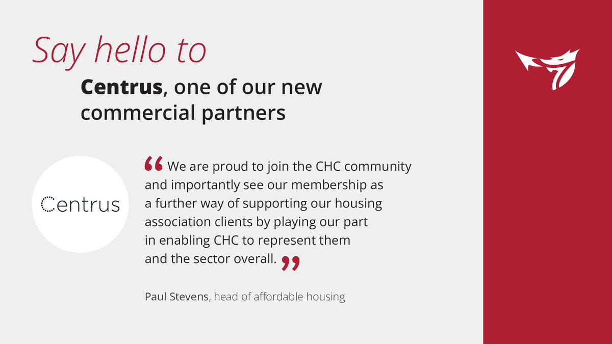 Centrus, an independent treasury and corporate finance advice specialist, is “proud to join the CHC community” as one of our new commercial partner members. Read about the benefits they will bring: chcymru.org.uk/blog/new-comme… @_Centrus #Housing #CommercialPartner