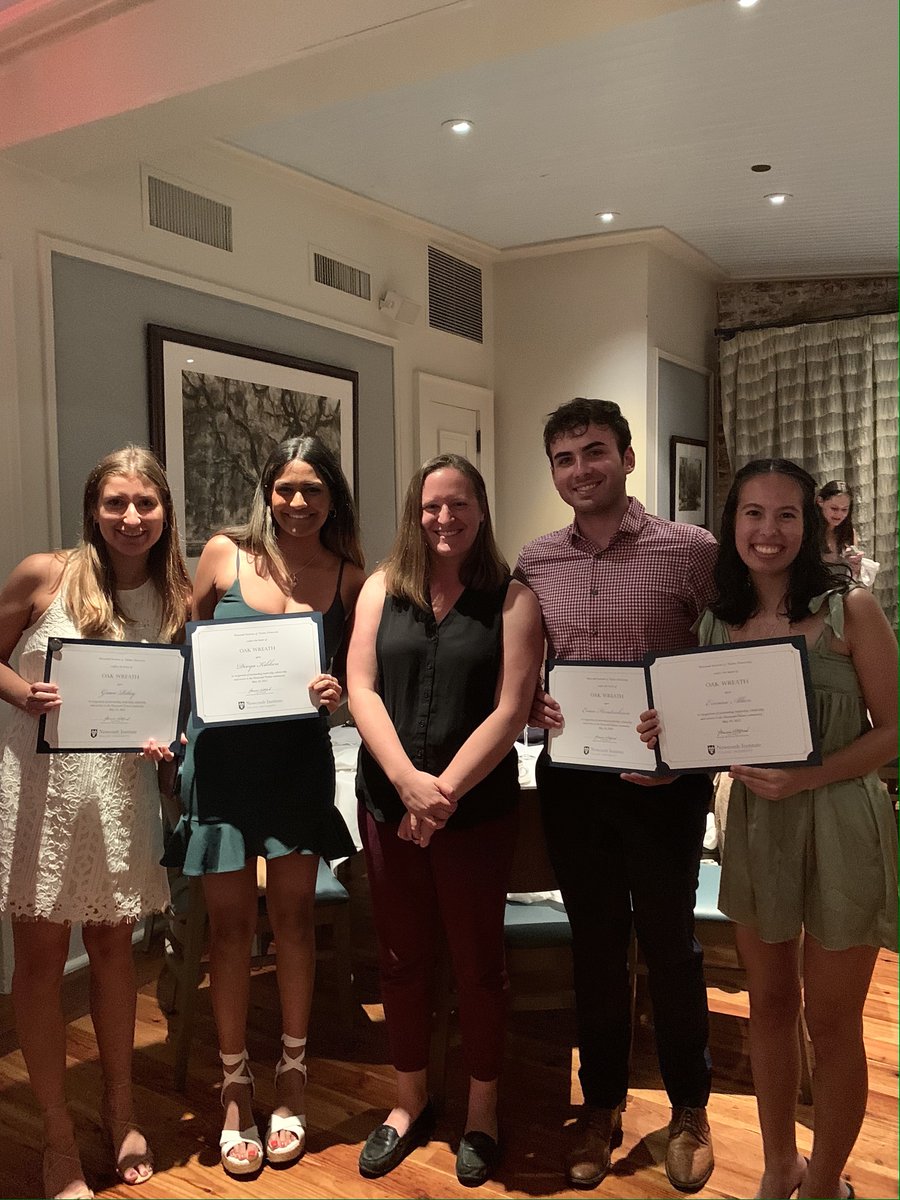newcombinst's tweet photo. Last night, we celebrated the 2023 Oak Wreath recipients and their faculty mentors. Oak Wreath is bestowed upon graduating seniors who have distinguished themselves through an engaged pursuit of learning, leadership, and commitment to the mission of Newcomb Institute. https://t.co/o8wSyEZTJC