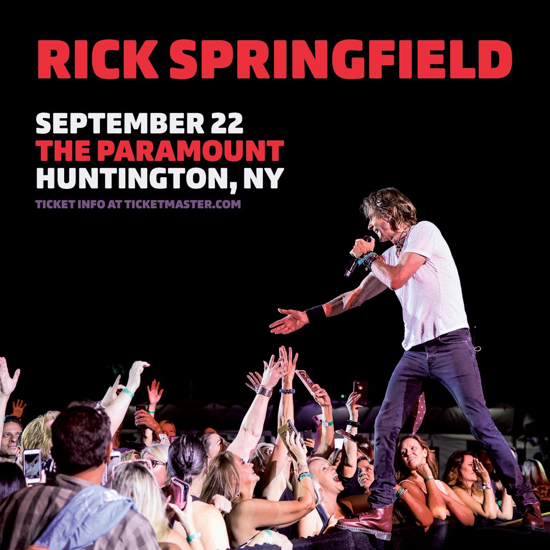 rickspringfield's tweet image. Returning to The Paramount in Huntington, NY on Sept 22! Tix on sale Friday! ticketmaster.com/event/00005EAA…
