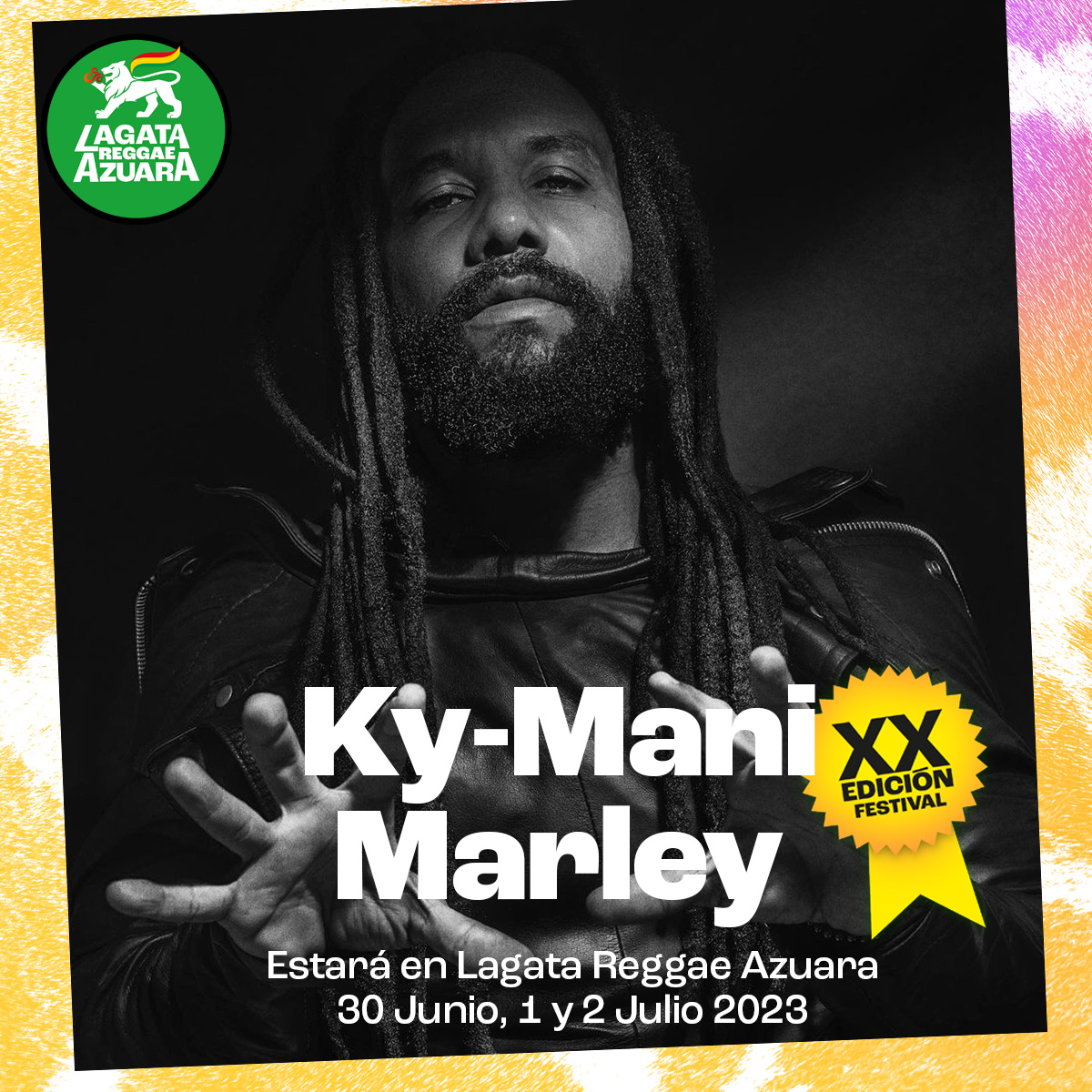 Nos hace especial ilusión tener a Ky-Mani Marley @maestromarley como cabeza de cartel celebrando 20 años de Reggae! Disfrutaremos en Lagata Reggae Azuara del único concierto en España de la voz más representativa del legado de Bob Marley. Are you Reggae? lagatareggaefestival.com/entradas
