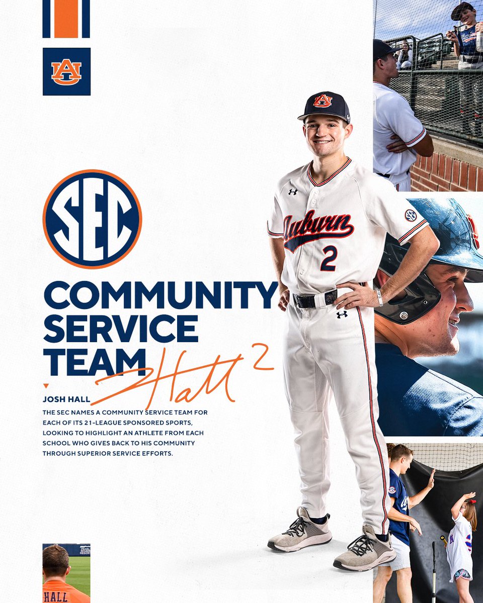 Setting an example on and off the field.

Congrats to <a href="/02JoshHall/">Josh Hall</a> on being named to the SEC Community Service Team! 👏

📰 » auburntige.rs/42V5z6O

#WarEagle