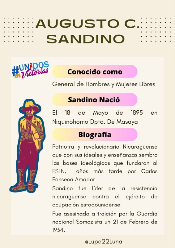 Mañana celebramos el natalicio de Augusto C. Sandino, líder indomable y defensor de la soberanía. Su valentía y convicción continúan inspirando nuestra lucha por la justicia y la libertad.
<a href="/Yvanessa77/">Vanessa Fonseca 🇳🇮</a> <a href="/FloryCantoX/">Flor y Canto 🇳🇮</a> 
#UnidosEnVictorias 
#SandinoLuzYVerdad
