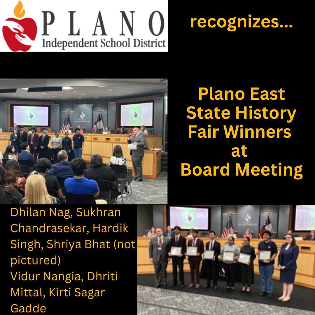 Several Plano East student organization winners were recognized at last night's Board Meeting. Congratulations, Panthers!