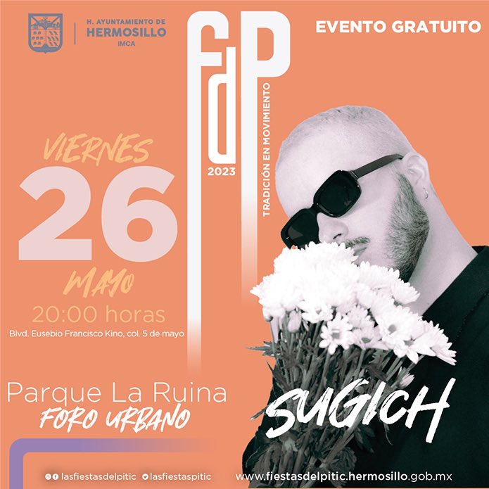 3 datos de @sugich_ 👇 1️⃣ “Blue” fue incluido por Forbes México en “Los Mejores 100 Lanzamientos en 2020” 2️⃣ Es hermosillense y empezó en 2016 3️⃣ Este viernes estrena nuevo video: SWIM Listo ✅ disfruta de su música en las #FiestasDelPitic2023 🎶 #TradiciónEnMovimiento