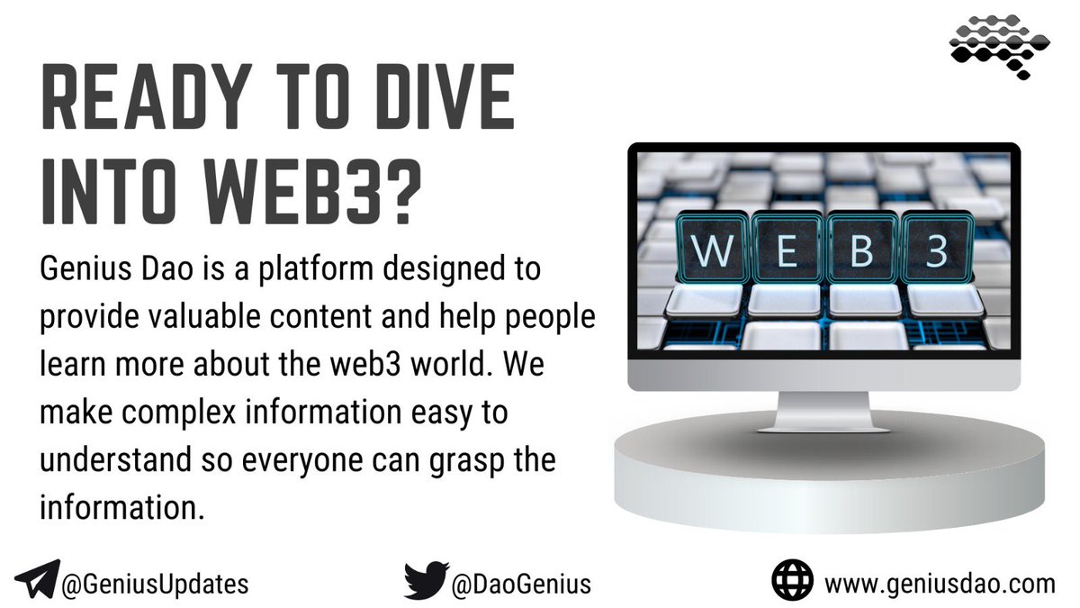 Get ready to level up your knowledge of #web3!

We're your go-to source to kick-start your journey in Web3 created by experts with over seven years of experience in the space!

Subscribe now at geniusdao.com and receive an informative weekly newsletter from us! #Crypto