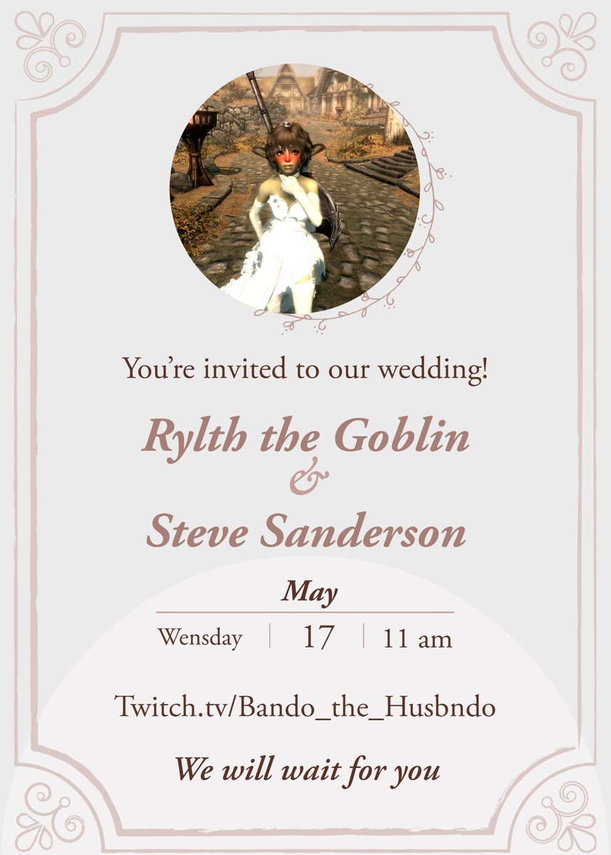 We are going live and doing it real big with a wedding in #Skyrim! Finally going to marry me a thicc goblin! Link in comments to catch the action! #Moddedskyrim #ENvtuber #BlackVtuber #420friendly
