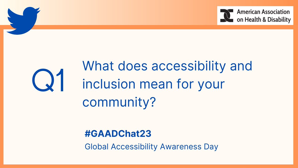 Q1 – Let’s start with some Accessibility 101!  

What does accessibility and inclusion mean for your community? 

#AccessIsLove #GAADChat23