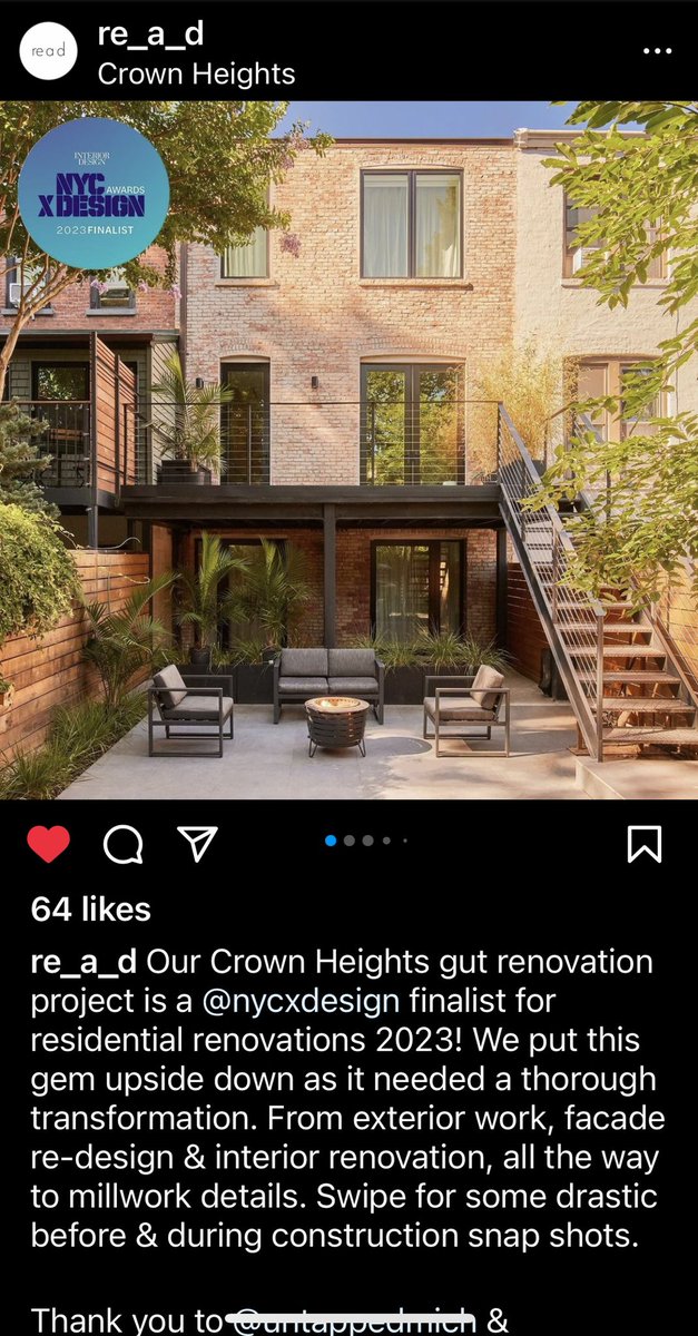 My reno project is nominated for best townhouse transformation at NYC’s official design awards @NYCxDESIGN  and @InteriorDesign! Now, can I get an invite to the award ceremony? 😉
