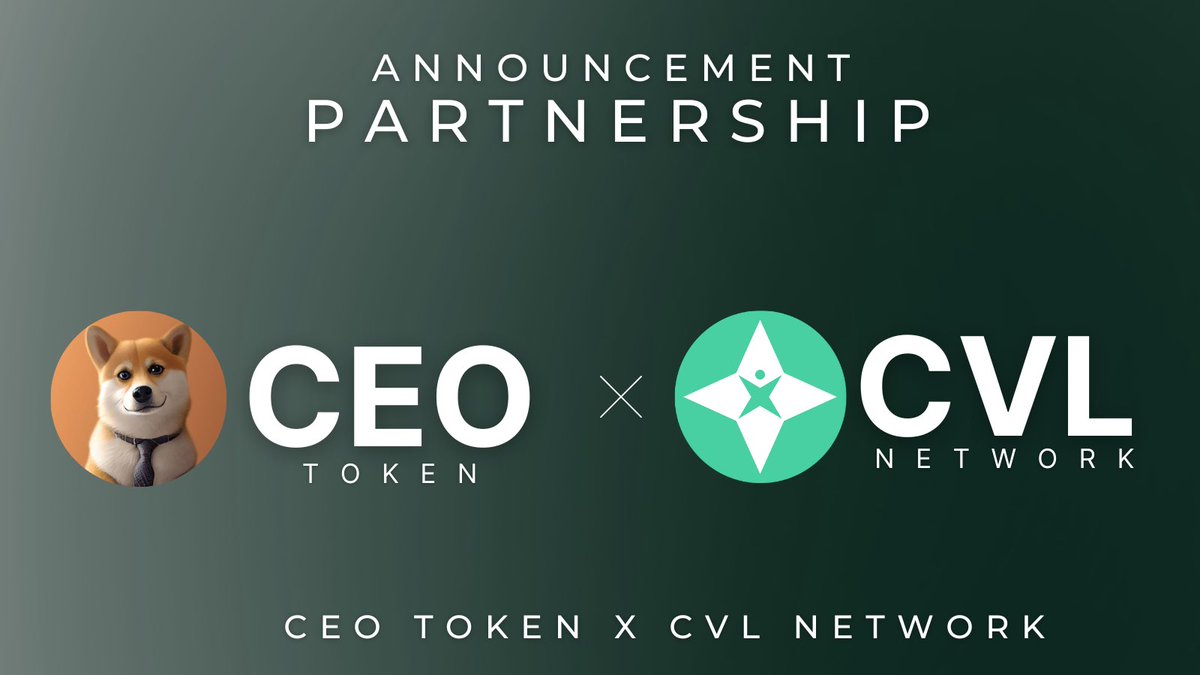 📢 Great news!

We have partnered with @cvl_network. $CEO token can now be bought, exchanged and stored in CVL Wallet in a decentralized way 🪙

The #CEO project aims to build an ecosystem that generates passive income holders 💰

#IAMCEO #Partnerhsip #DOGE #BNB #SHIBA