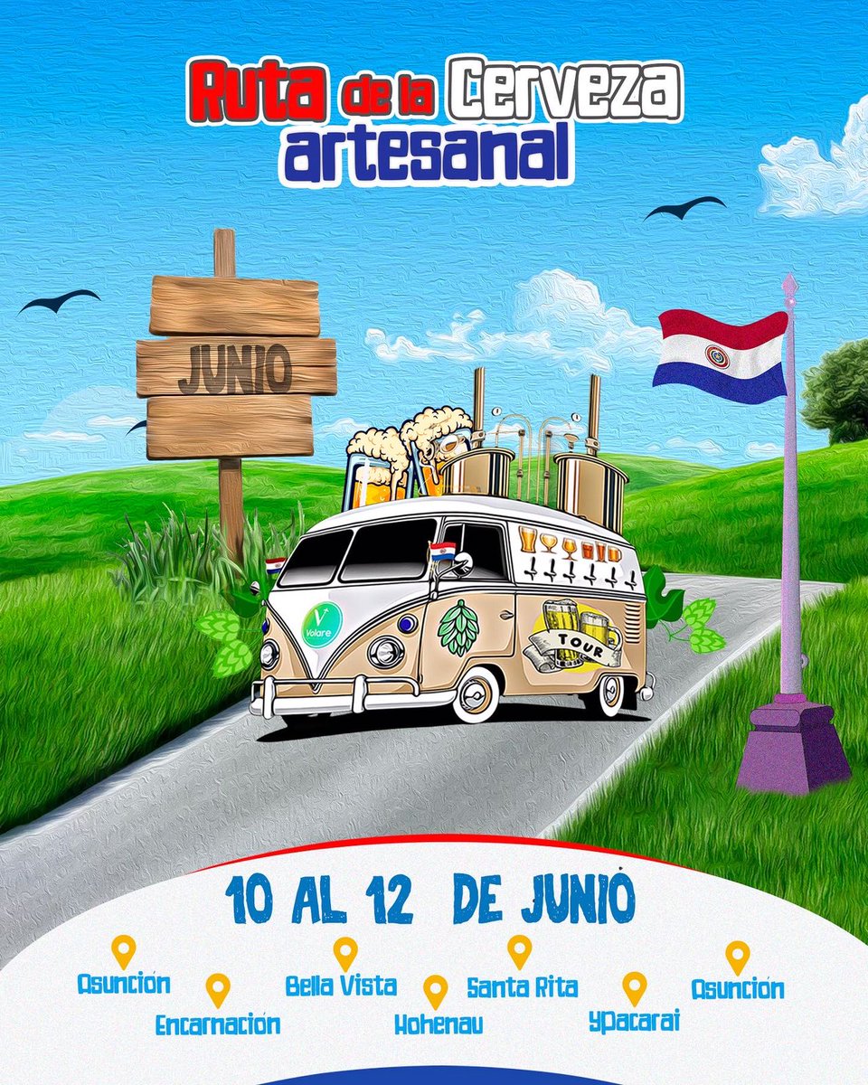 ruta_cerveza_py's tweet photo. Del 10 al 12 de Junio, Ruta de la Cerveza Artesanal, disfruta de este feriado largo, conociendo nuestras Fábricas de #cervezas artesanales, recibidos por sus  Maestros Cerveceros, con quiénes haremos degustación, cata y maridaje.
Viví una experiencia única en Paraguay. https://t.co/GhN5Ta0ofs