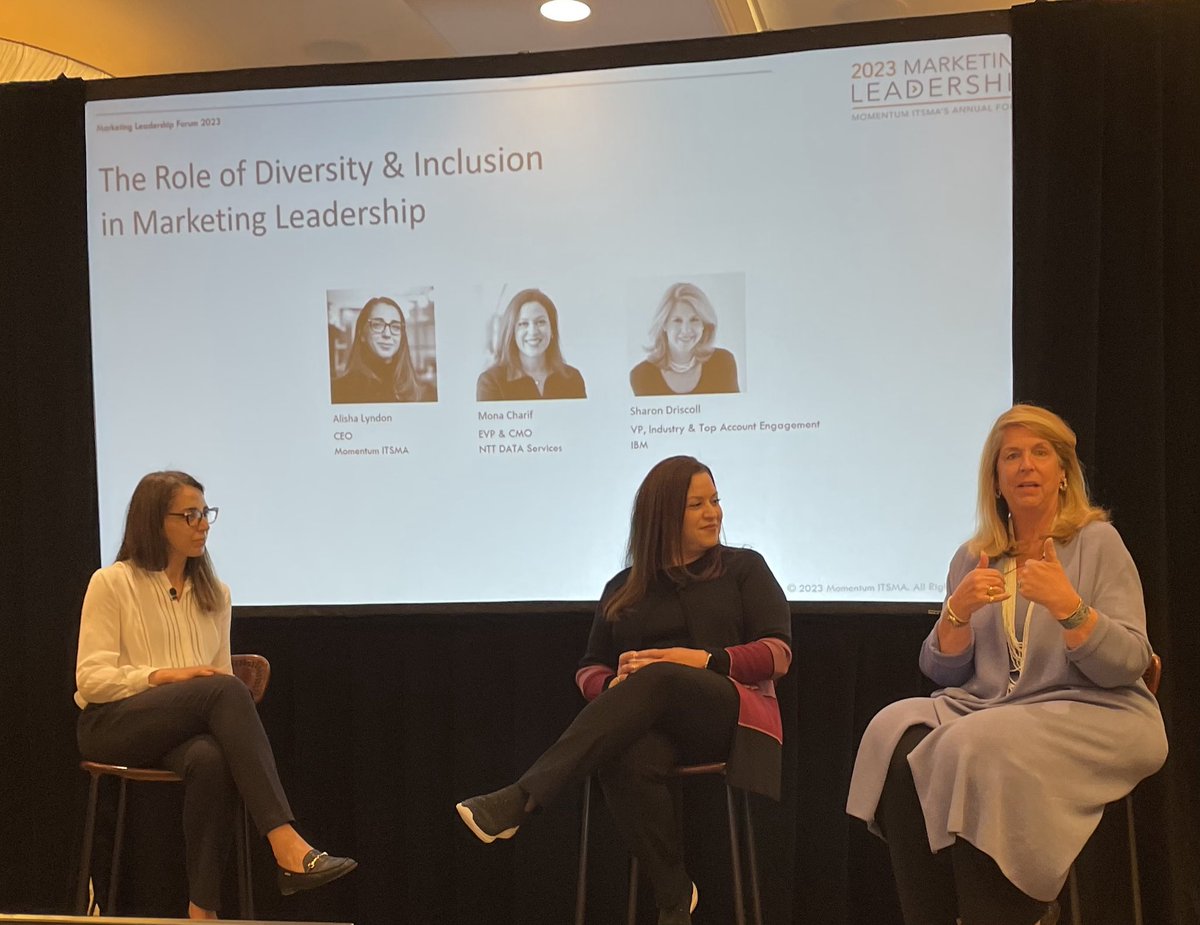 Live recording of the #BreakingtheBias podcast happening right now at the Marketing Leadership Forum in Napa!

@alishalyndon is speaking w/Mona Charif of @NTTDATA and Sharon Driscoll of @IBM.