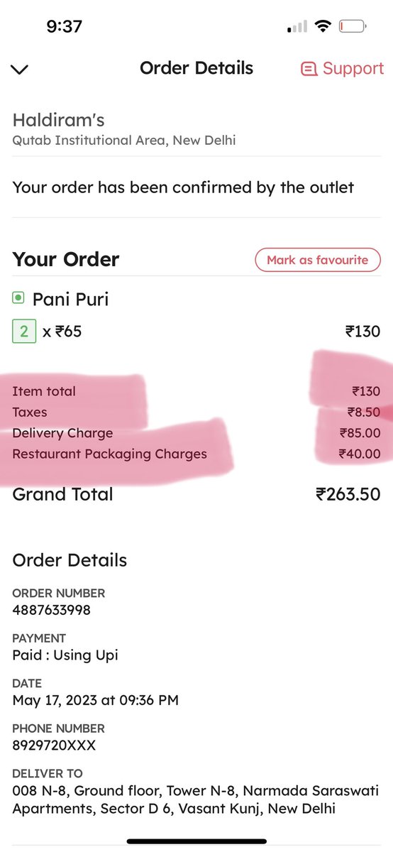 That’s How ZOMATO Is Looting Us . Just ordered panipuri 130/- n imagine they have made it 200% costly. #Zomato #zomatocare #lootindia #greatindianrobbery