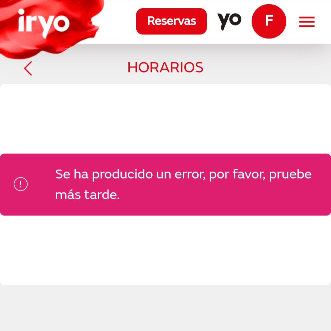 Fatima_zgz's tweet photo. @iryo_eu Hola! Llevo desde ayer intentando comprar billetes Madrid-Zaragoza-Madrid para el 26 y 31 de mayo y cuando le doy a buscar, la web me devuelve error. ¿Hay algún problema? Muchas gracias. https://t.co/PFSA0QBMis