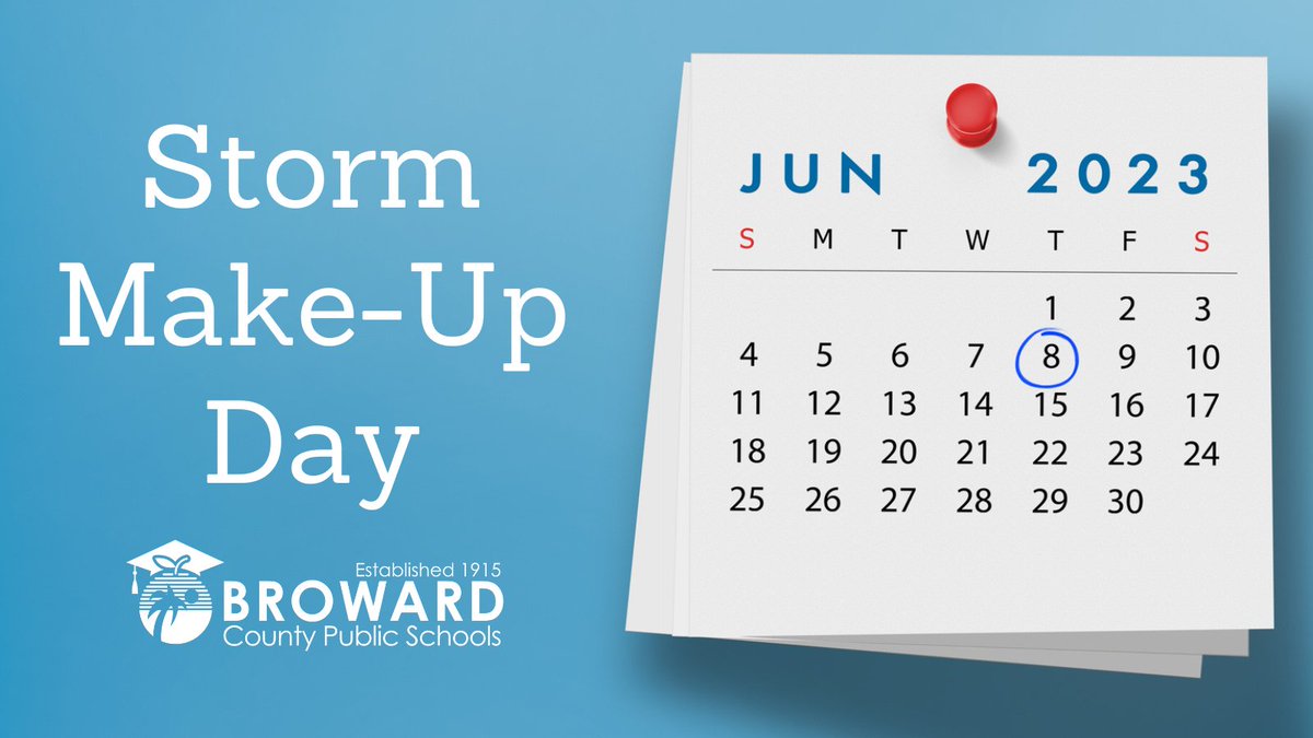 IMPORTANT CHANGE FOR 2022/23 CALENDAR

Thursday, June 8 - last day of school - has been changed from an early release day to a full instructional day to make up for instructional time lost due to the historic rainfall that caused District schools to be closed on April 13 and 14.
