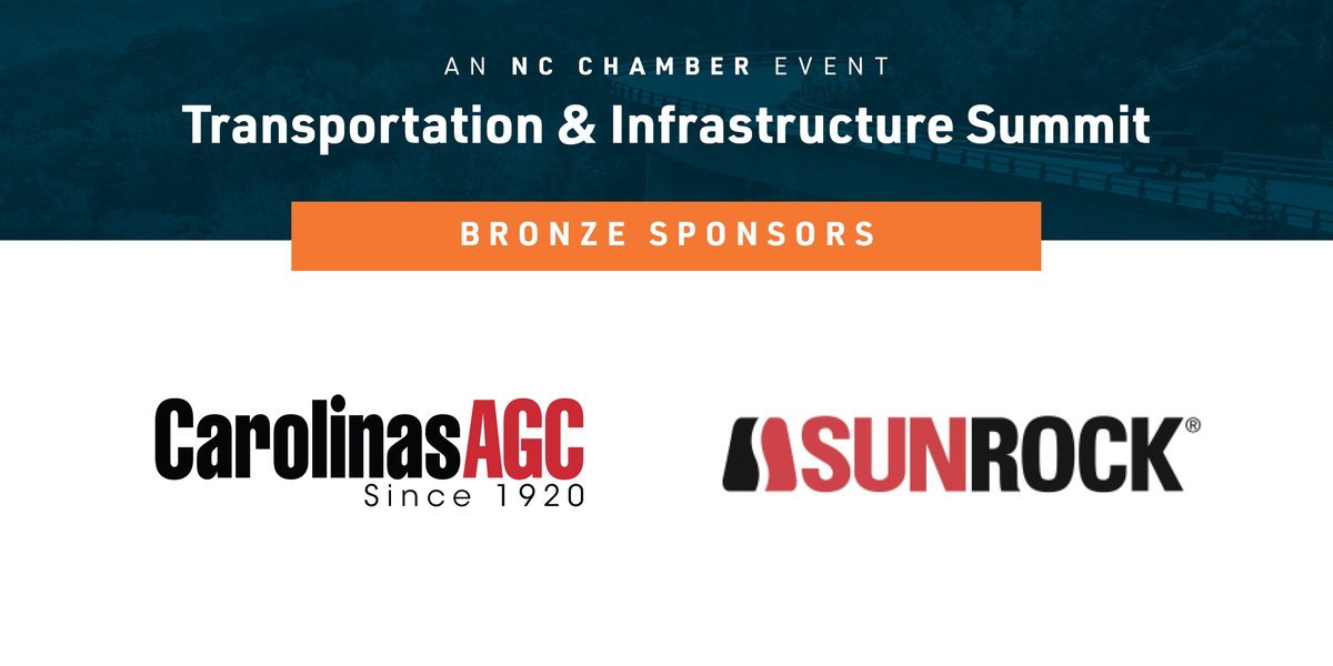 NCChamber's tweet photo. We are grateful to @CarolinasAGC and @CarolinaSunrock, bronze sponsors of today’s Transportation &amp; Infrastructure Summit, for strengthening our state’s businesses and economy. #MovingNCForward https://t.co/vWN9NN5jrT