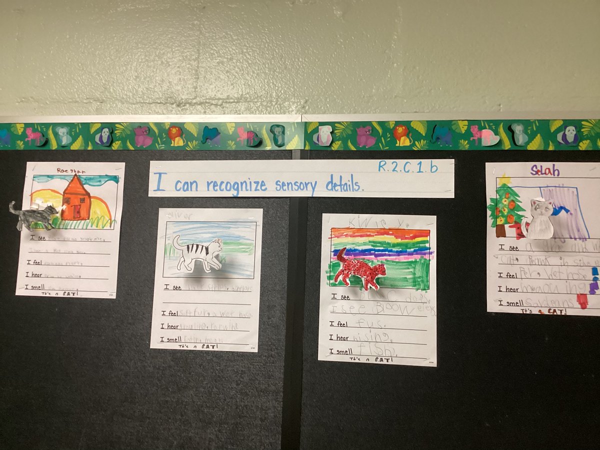 What do you do when testing is done?  Theme days!!! Today is cat day.  First, we practice sensory words/details by writing sensory poems with 3D cats! <a href="/NKCSchools/">NKC Schools</a>