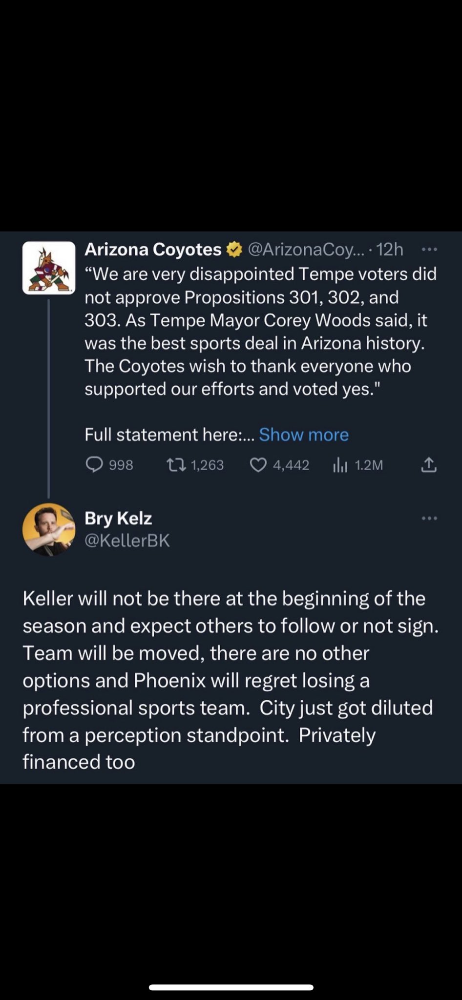 Coyotes Say Rumor of Team Being Sold, Moving to Houston Is