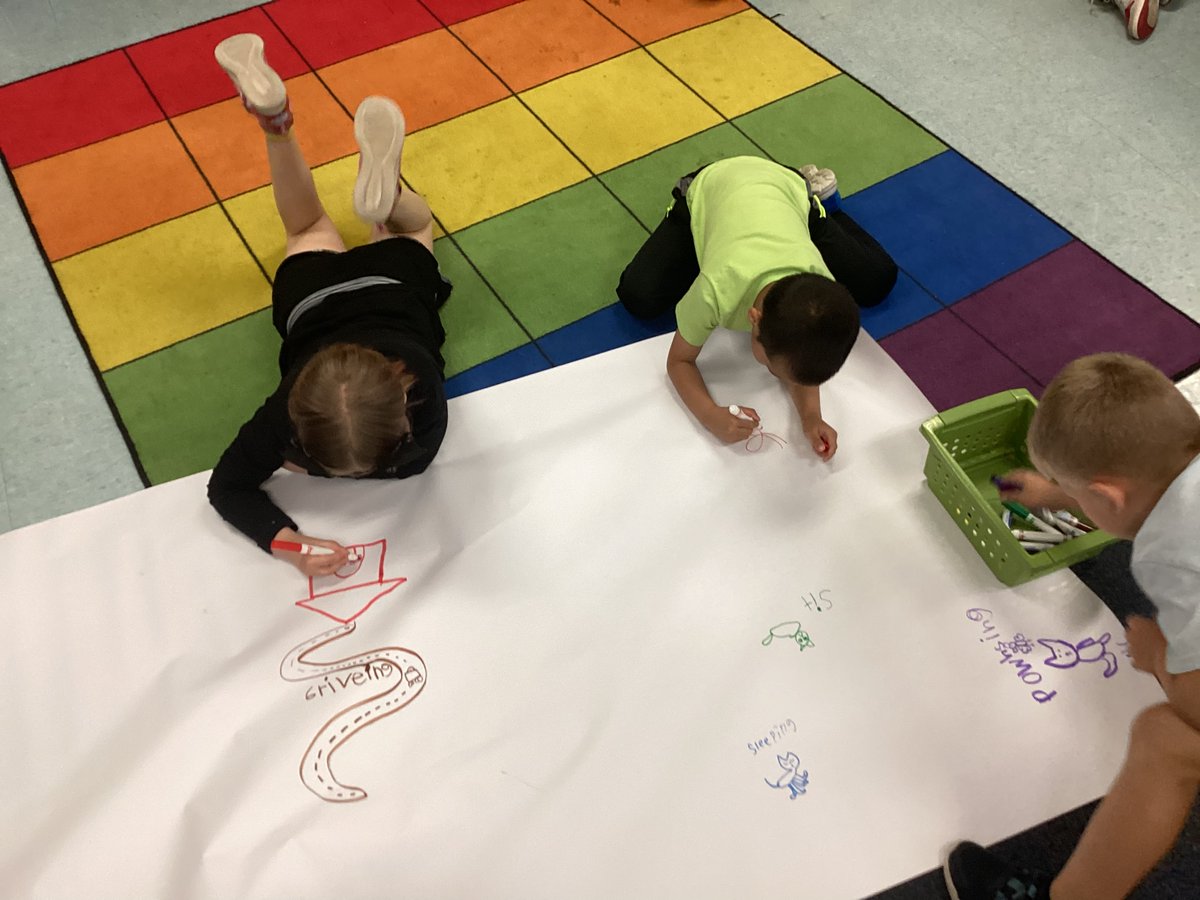 Now on to Cat Cities.  Working collaboratively to draw and label all the things cats do (while practicing our phonics vowel teams and endings).  <a href="/NKCSchools/">NKC Schools</a>