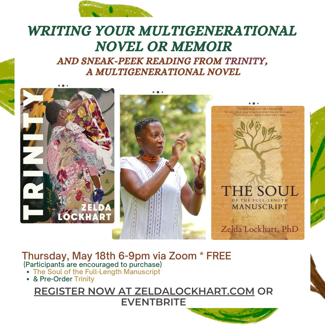 Zelda Lockhart, PhD (@zeldalockhart) on Twitter photo Tomorrow May 18th 6-9pm on Zoom Free Writing Your Multigenerational Novel/Memoir w-Zelda & Saturday May 20th 1-3pm BlackWomen Foraging & Journaling w-Zelda #writingworkshop #blackwriters #memoir #novel #writeinnature #blackforager zelda@zeldalockhart.com - mailchi.mp/55a5df44573e/t… Tomorrow May 18th 6-9pm on Zoom Free Writing Your Multigenerational Novel/Memoir w-Zelda & Saturday May 20th 1-3pm BlackWomen Foraging & Journaling w-Zelda #writingworkshop #blackwriters #memoir #novel #writeinnature #blackforager zelda@zeldalockhart.com - mailchi.mp/55a5df44573e/t…