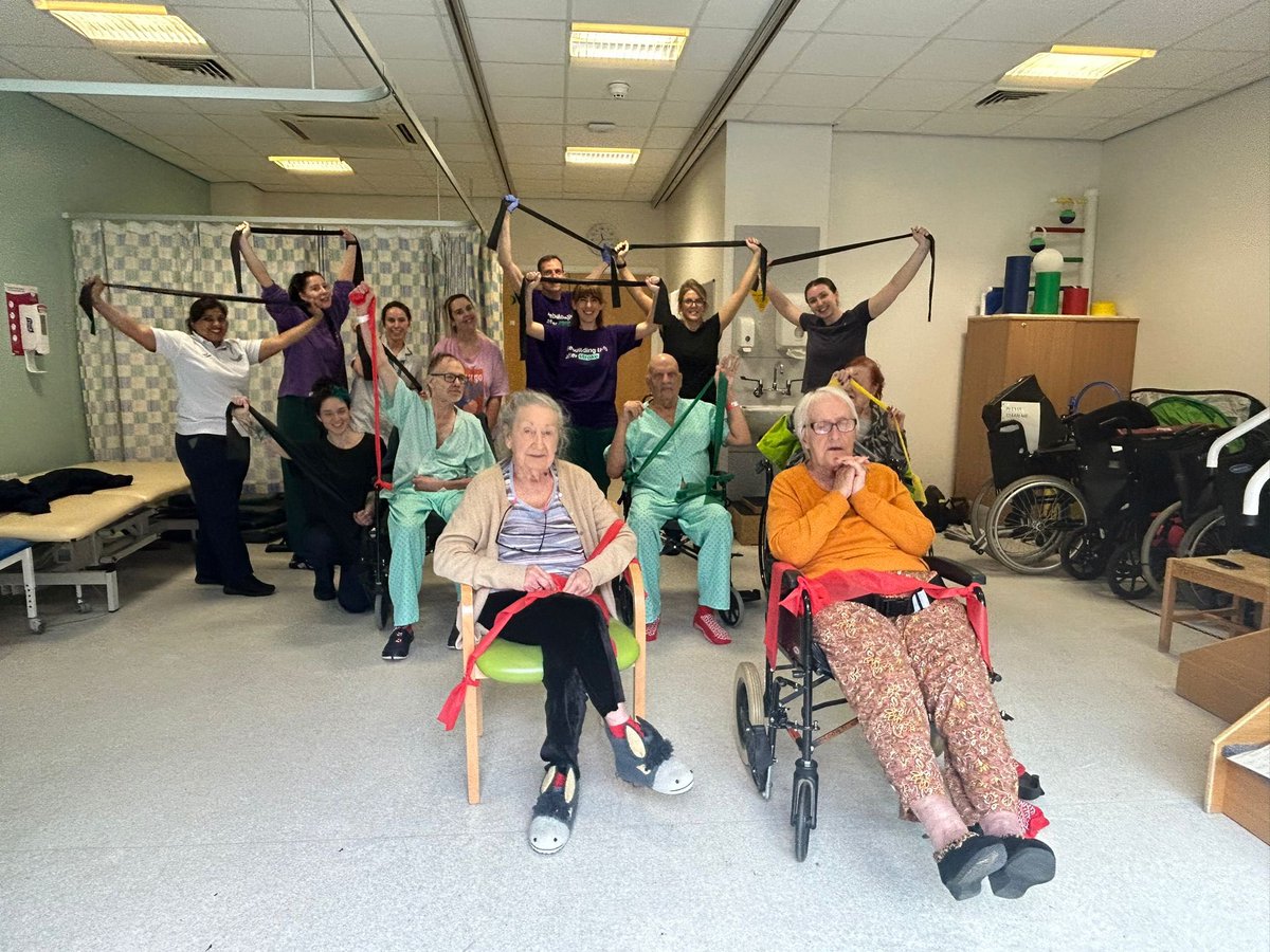 Week 3, celebrating 'Stroke Awareness Month' 💜🧠

Today our therapists did an exercise challenge with some of our stroke patients, to promote the importance cardiorespiratory endurance and muscle strengthening after stroke! 🏋🏼‍♀️

It was great fun! 🙌☺️

*photo shared with consent*
