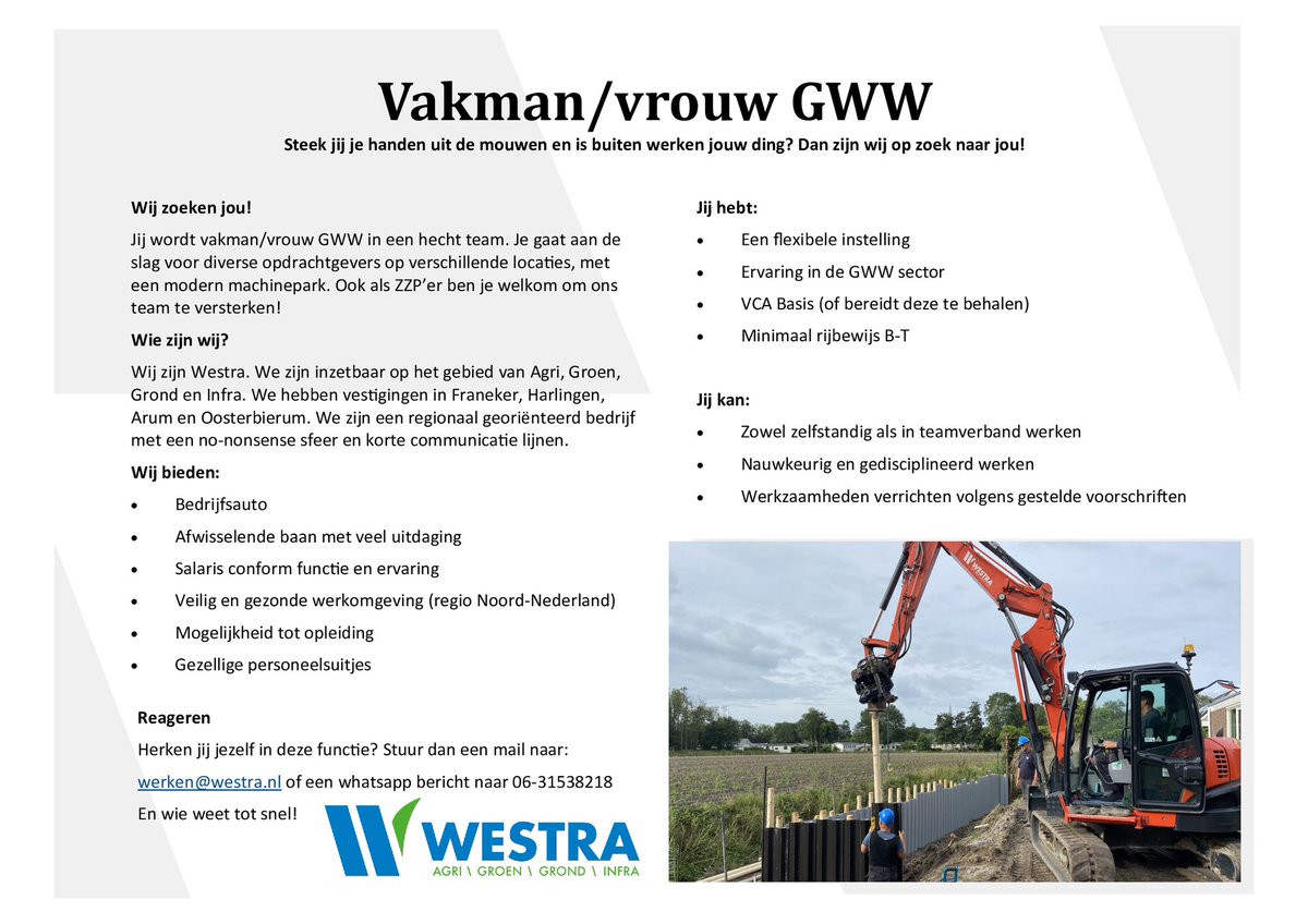 WestraBV's tweet photo. VACATURES🔖 https://t.co/9R0pTisru9