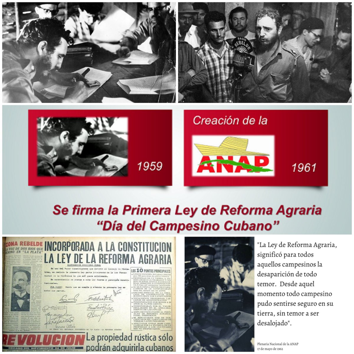 Fue necesario una Revolución,  de raíz como esta, una Revolución honrada como esta, una Revolución costosa como esta, una Revolución para vencer todos los obstáculos que se oponían al progreso de nuestro pueblo. #DíaDelCampesino #VivaCuba #MiUniversidadEsMiPaís <a href="/MinfarC/">Minfar_Cuba</a>