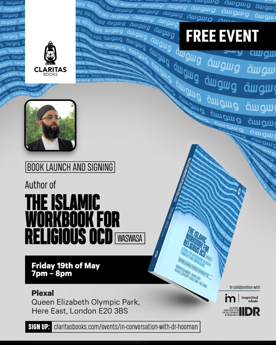 InspiritedMinds's tweet photo. Were partnering with @claritasbooks, @KhalilCenter and @IIDR_Live to bring you a FREE exclusive book launch and signing with Dr Hooman Keshavarzi on #ReligiousOCD #linkinbio https://t.co/FwFjRrQWUi