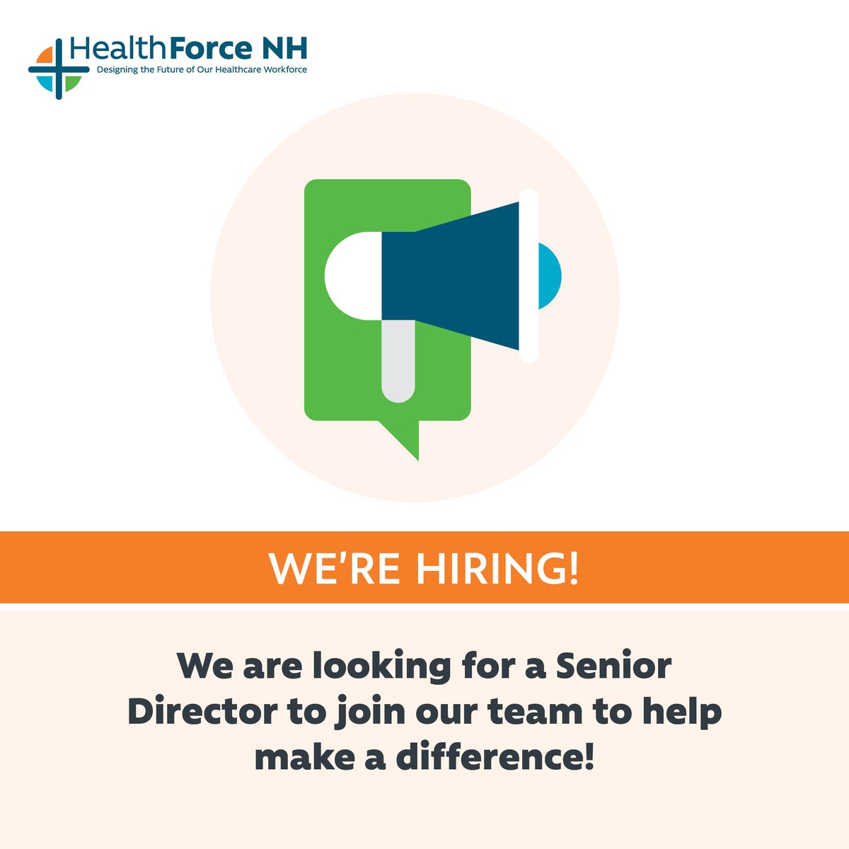 HealthForceNH's tweet photo. We’re hiring! Our team is looking for a Senior Director that will lead the implementation of the “Giving Care” strategic plan and serve as a statewide leader on health care workforce issues. Interested? Apply today: https://t.co/4Q6T3f0QSm 

#healthforcenh https://t.co/3nuTp60Sec