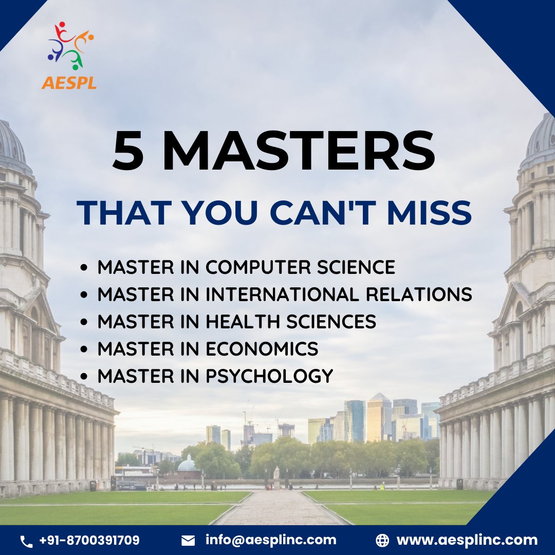 theaespl's tweet image. Here are 5 masters course that you can&apos;t miss,
.
.
.
.
.
.
.
#studyabroad #masterscourse #studyaespl #aesplinc #abroadstudymasters #masterslearnstudy #aesplstudyabroad #learnhere #science #economics #healthscience
