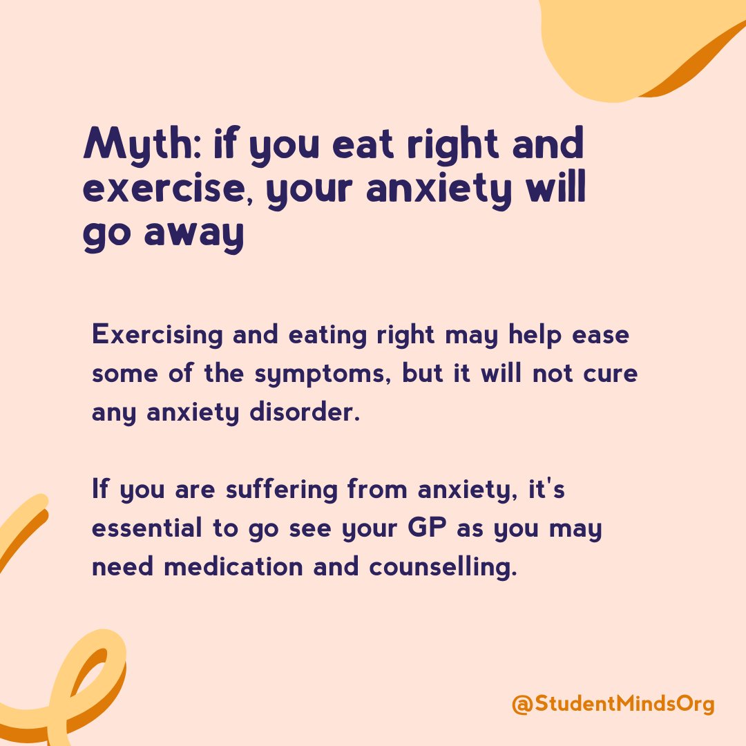 StudentMindsOrg's tweet photo. With #MentalHealthAwarenessWeek’s theme of anxiety,  we’re myth-busting some conspiracies about anxiety!  #ToHelpAnxiety https://t.co/oeRhnzrOLh