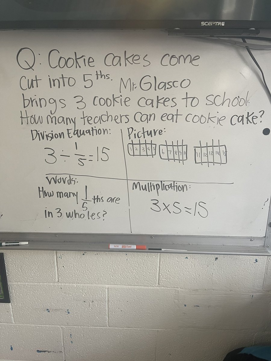 MsMcArthur_MPMS's tweet photo. Just over here dividing fractions, trying to channel energy for @MrGlascoHES to bring us some 🍪 cake! https://t.co/DpcApBeodC