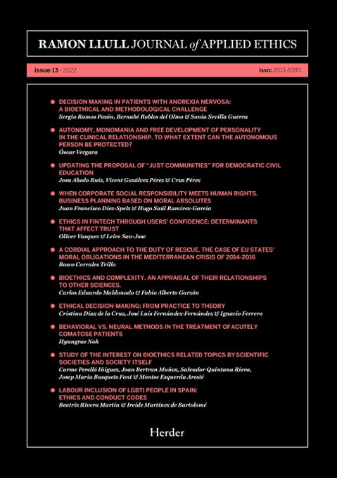 uramonllull's tweet photo. 📢 #CallForPapers de la #revista "Ramon Llull Journal of Applied #Ethics", publicada per la Càtedra Ethos URL &amp; @IBBioetica i dirigida per @f_torralba.

⏳ Termini per enviar els articles: 15 de juliol de 2023
➕https://t.co/ULKjYXDZl8

#RecercaURL #recerca #ètica https://t.co/2YRMYa9UvO