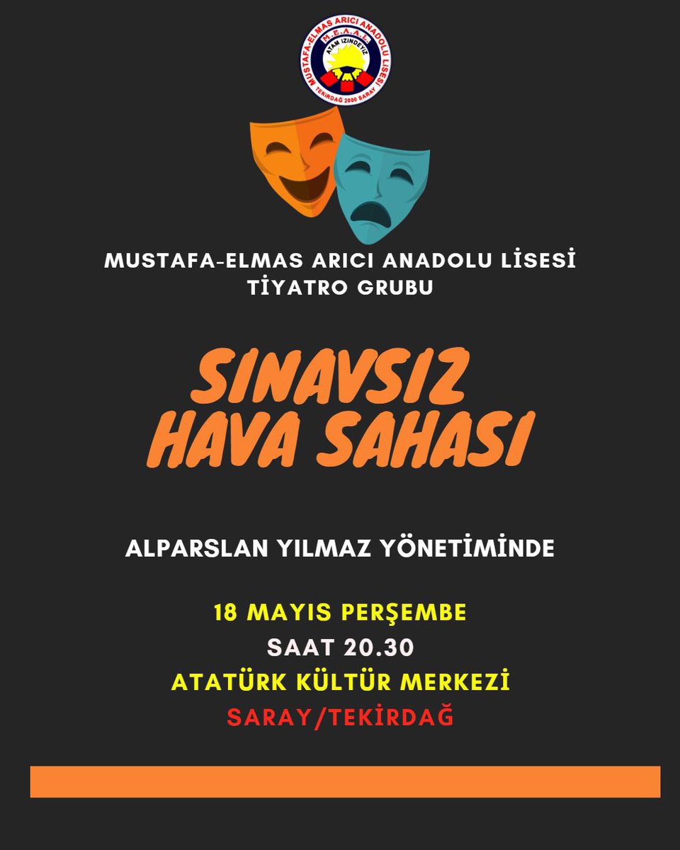 Tiyatro Grubumuzun gösterine tüm halkımız davetlidir.